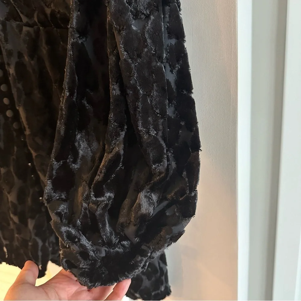 Bardot Black Velvet Burnout Plunging Mini Dress